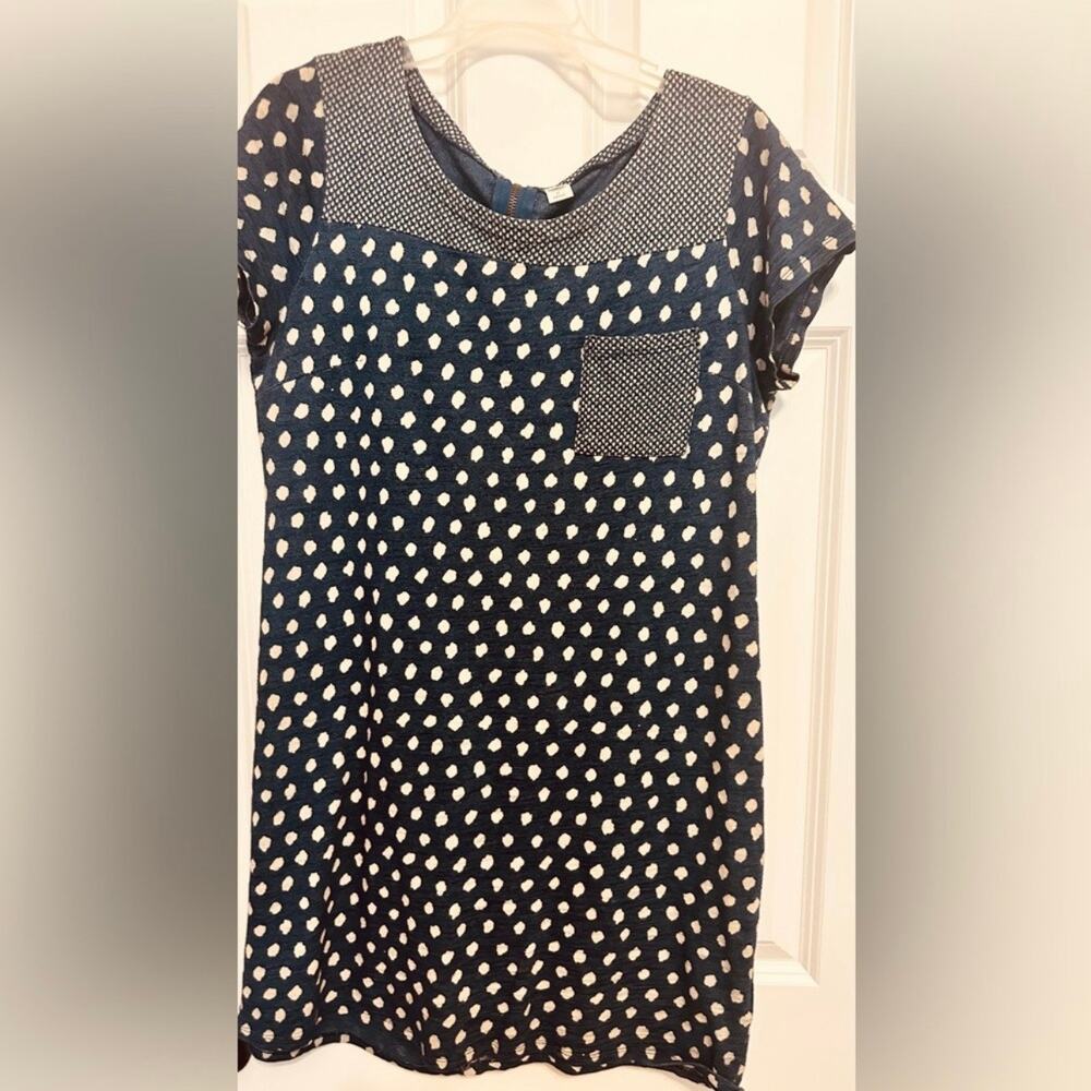 Old Navy Polka Dot Dress Mixed Print Shift Casual Pocket Blue Medium
